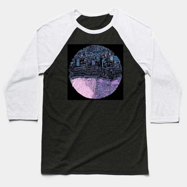 transect the dark in the city ecopop collage art Baseball T-Shirt by jorge_lebeau